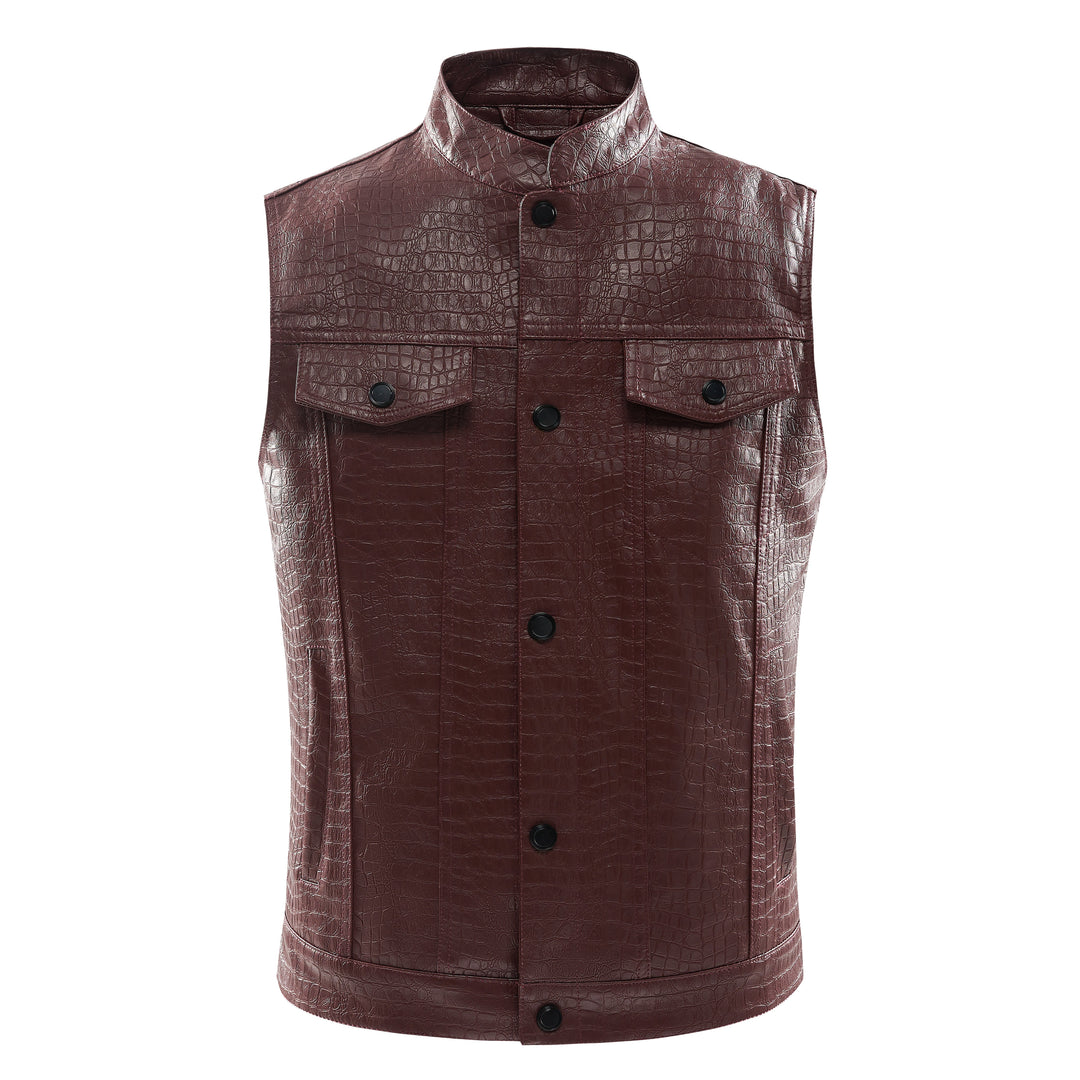 Viper men's leather vest, sleek design, versatile outerwear for contemporary urban apparel.