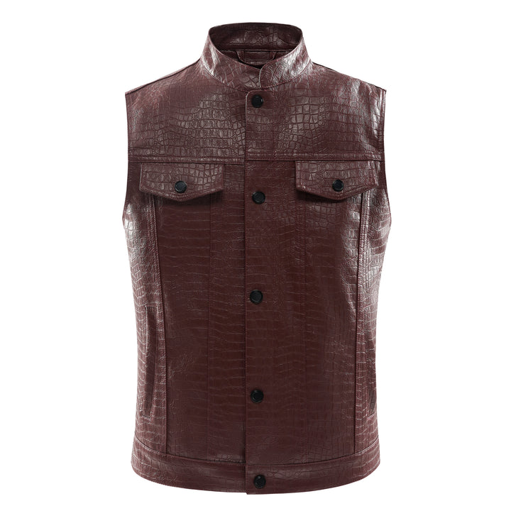 Viper men's leather vest, sleek design, versatile outerwear for contemporary urban apparel.