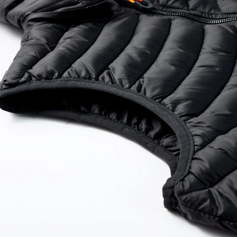 Comfortable men's fashion puffer vest, sleeveless design offers warmth without bulk in cold.