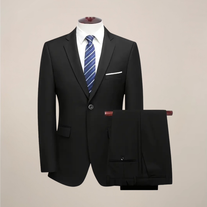 Mens tailored 3-piece suit with a modern slim fit cut. Ideal formal wear for business, weddings & proms.