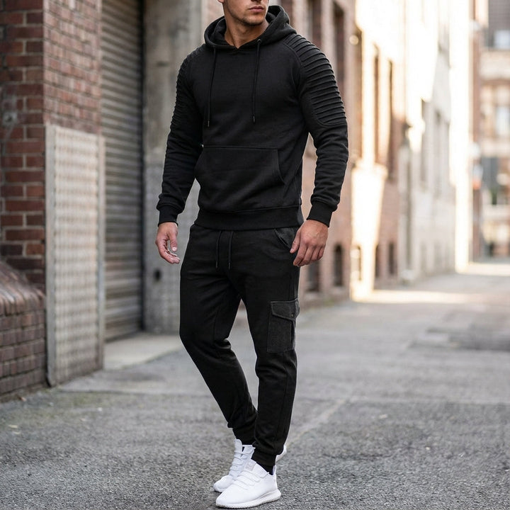 Men's slim-fit athletic hooded tracksuit in polyester, Rodney Sport Set