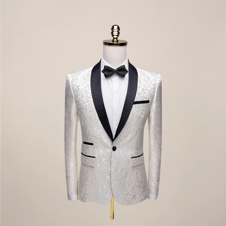 Men's embroidered slim fit tuxedo blazer, a sophisticated choice for special occasion evening wear.