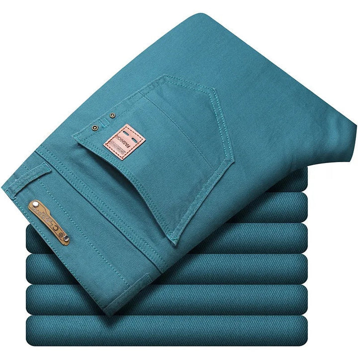Men's slim fit blue denim jeans, versatile and comfortable for casual wear.