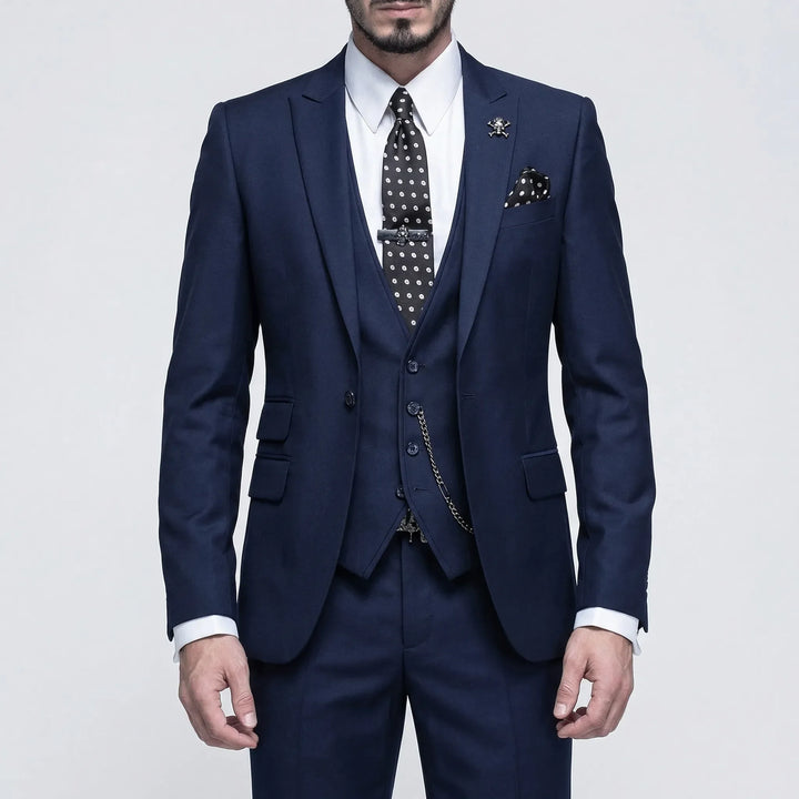 Seth men's slim-fit burgundy 3-piece formal suit, a tailored choice for weddings & business attire.