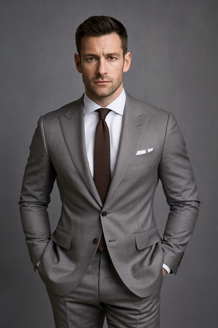 Men's slim fit business suit, ideal for formal work attire & professional events. Modern, tailored two-piece fashion.
