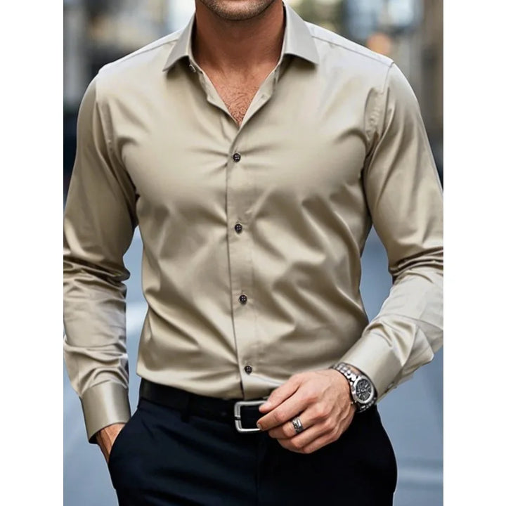 Tailored men's slim fit button-down shirt, long sleeve, offering a modern and stylish look.