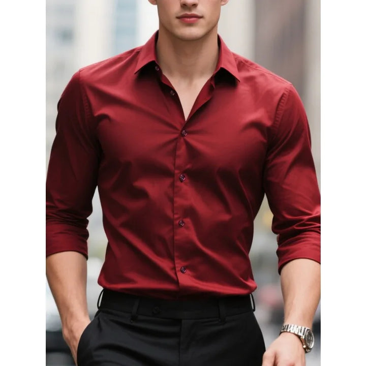Classic men's long sleeve button-down shirt, slim fit, great for business wear or smart casual events.