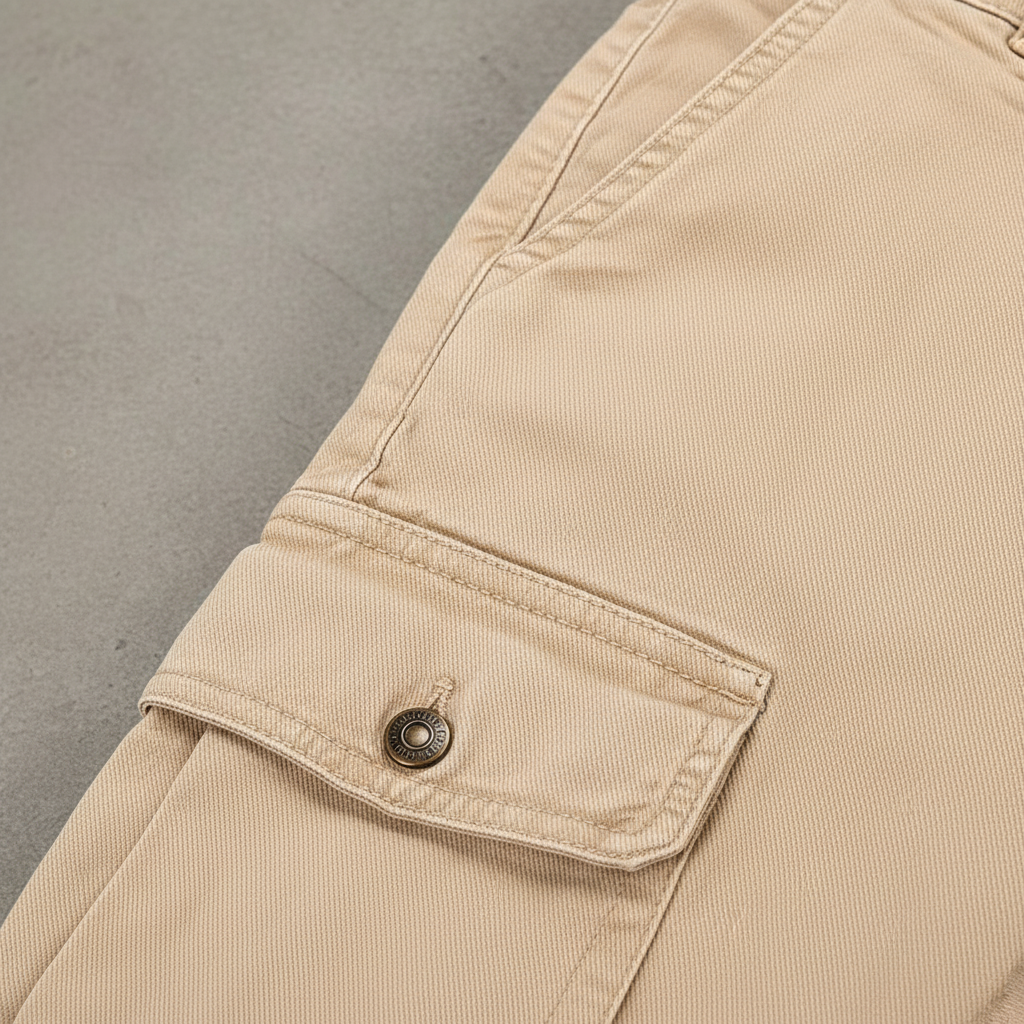 Fashionable men's slim fit cargo pants in black, ideal for workwear and casual outfits.