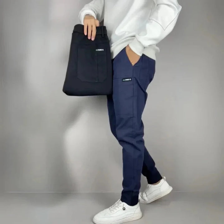 Men's casual slim fit cargo trousers, offering a sleek and comfortable design for versatile daily outfits.