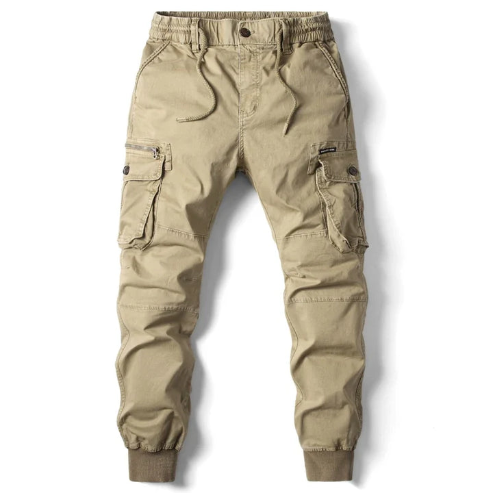 Men's slim fit cargo pants in a modern utility style, perfect for casual everyday wear and fashion.