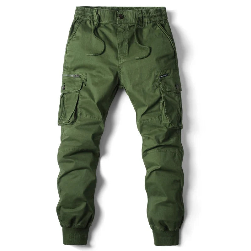 Trendy men's slim fit cargo pants, offering a modern utility look and functional design for daily wear.