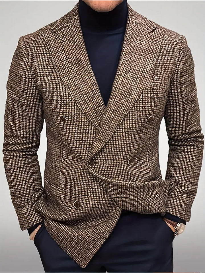 Men's slim fit check blazer for smart casual and business events, perfect for autumn/spring fashion.