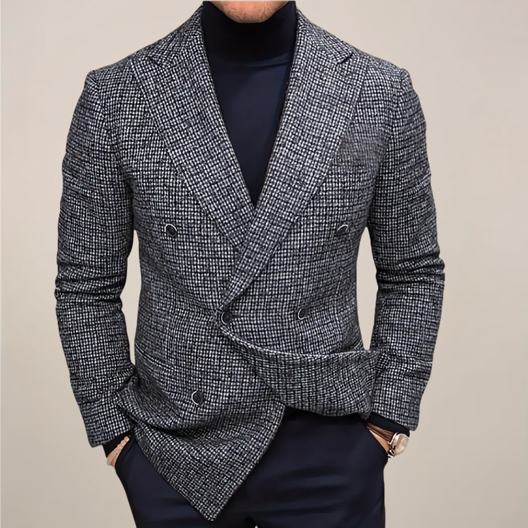 Men's slim fit check blazer, tailored for smart casual & business occasions. A sophisticated jacket.