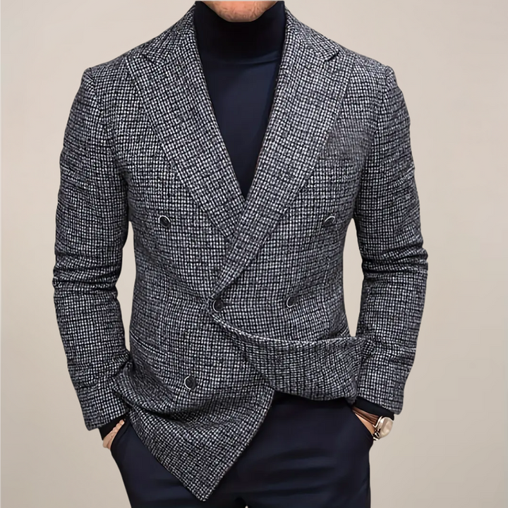 Men's slim fit check blazer, tailored for smart casual & business occasions. A sophisticated jacket.