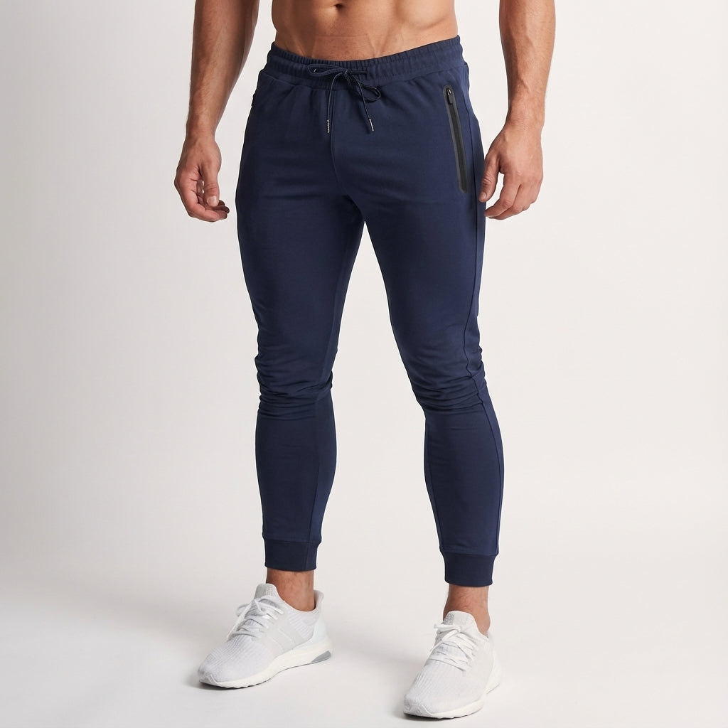 Johnny men's slim fit training pants in grey cotton blend fabric for activewear and sportswear