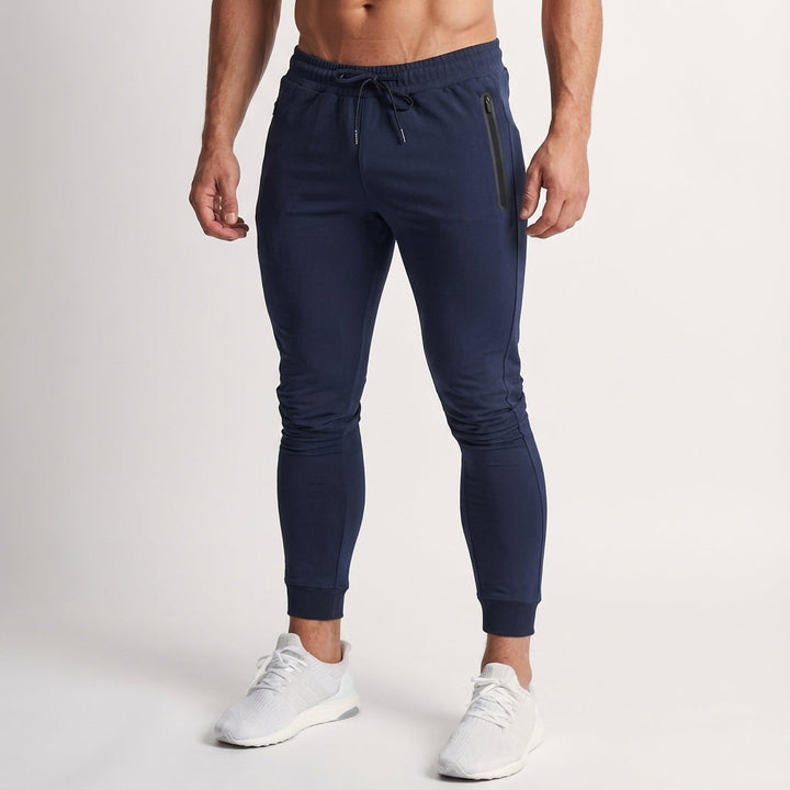 Johnny men's slim fit training pants in grey cotton blend fabric for activewear and sportswear