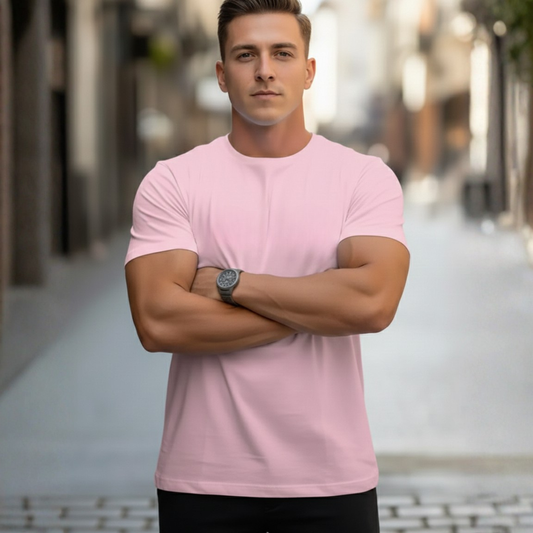 Soft men's slim fit crew neck tee, short sleeve design for casual and everyday men's comfort.