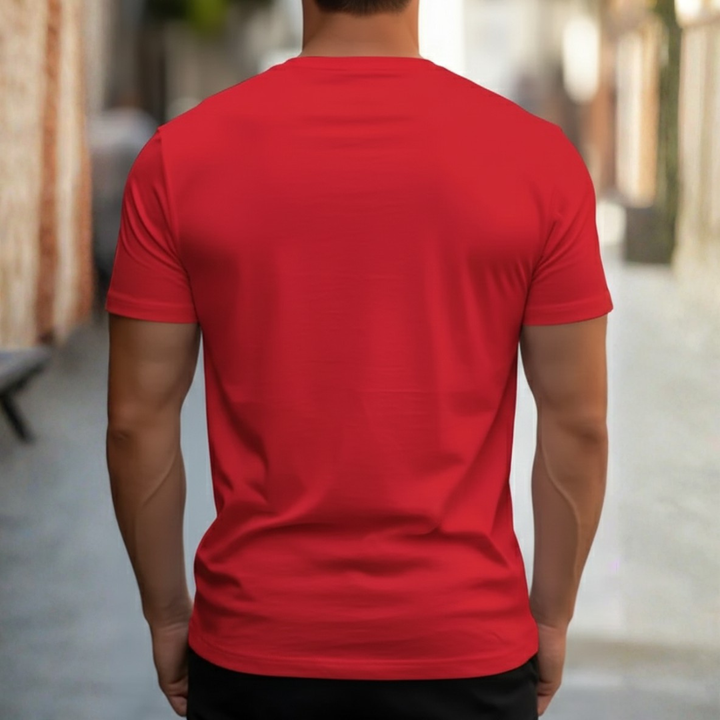 Modern slim fit men's crew neck tee with short sleeves, ideal for casual wear and layering.