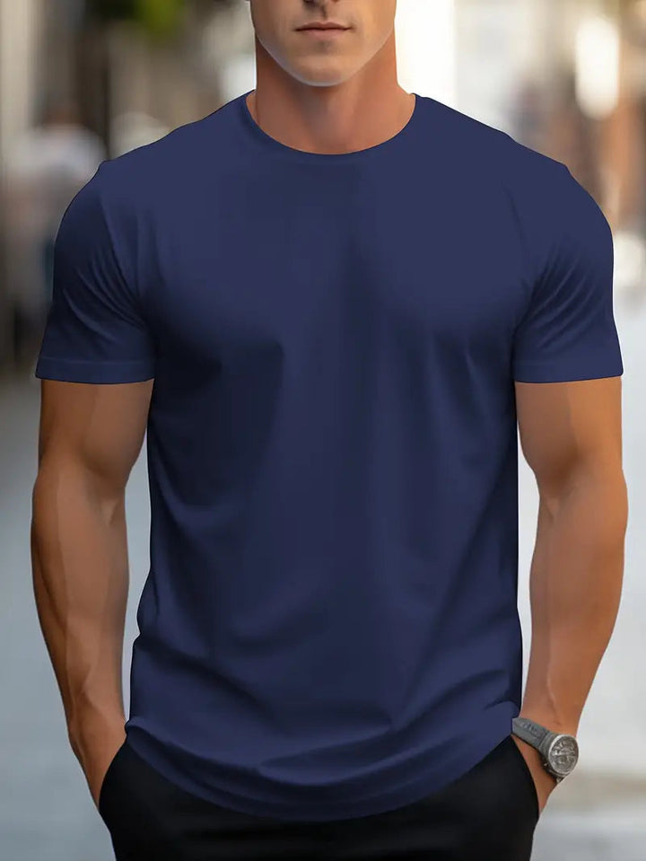 Classic men's short sleeve crew neck t-shirt with a modern slim fit for daily wear.