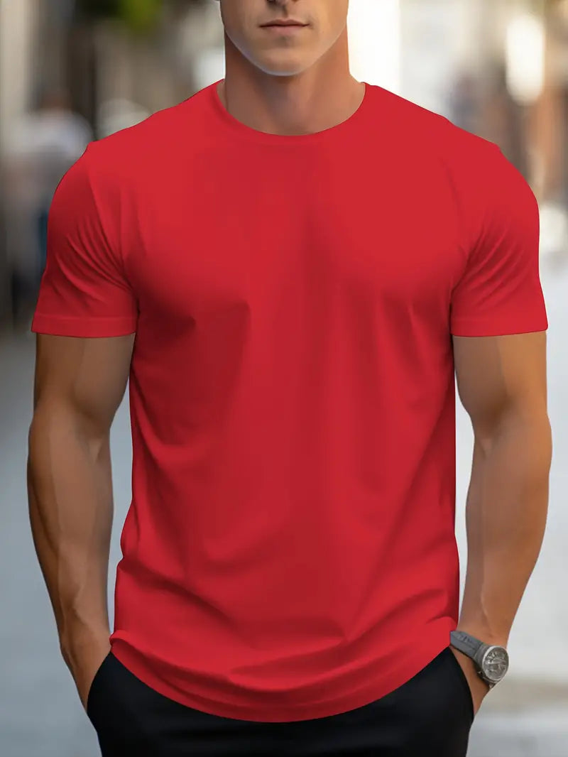 Versatile men's slim fit crew neck t-shirt, ideal for everyday fashion and comfort.