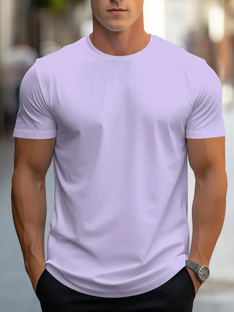 Men's everyday wear: a comfortable slim fit crew neck t-shirt with short sleeves.