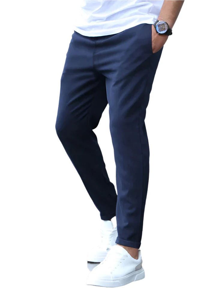 Stylish men's casual drawstring chinos, blending comfort with a modern aesthetic.