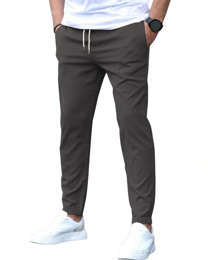 Comfortable men's stretch chino pants, designed with a drawstring for a perfect fit.
