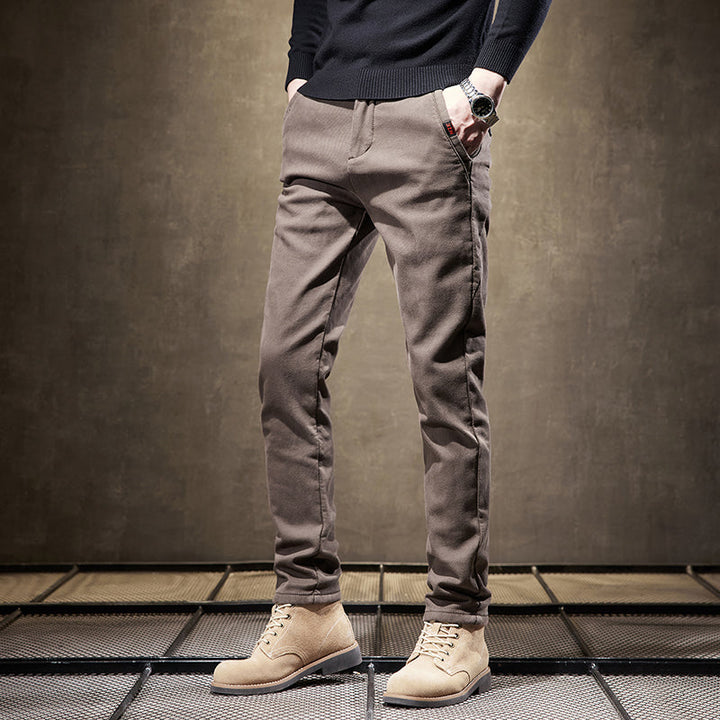Men's slim fit everyday pants in a versatile wrinkle-resistant style, perfect for work or casual comfort.