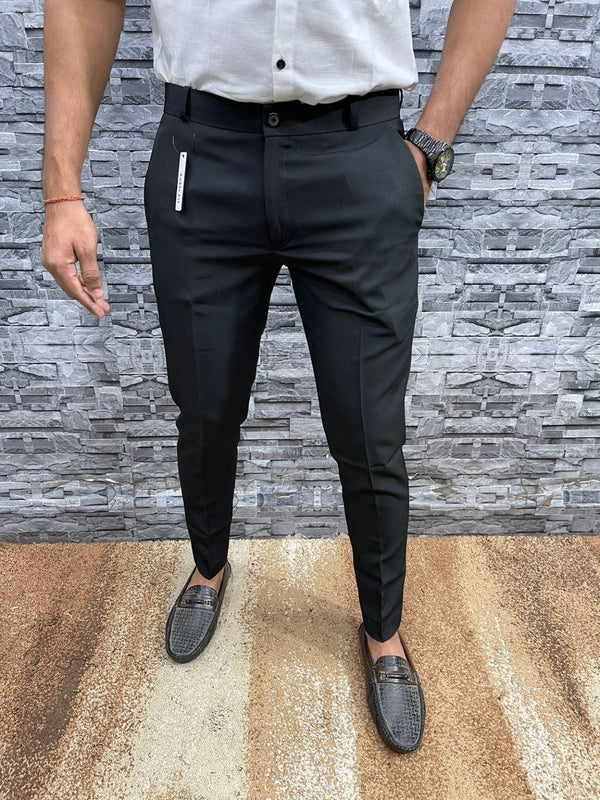 Versatile men's slim fit stretch formal trousers for casual, business, and formal wear.