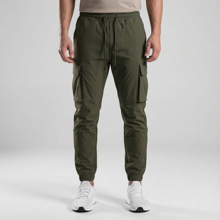 Men's athletic slim fit jogger trousers with elastic waistband for ultimate comfort and style