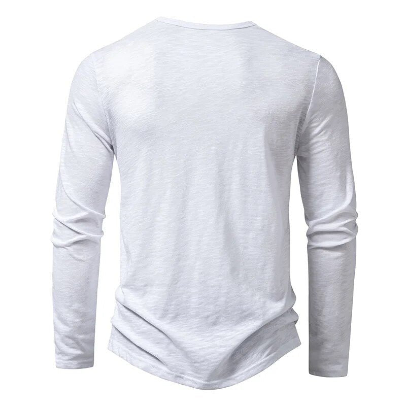 Modern grey slim fit Henley shirt for men, a versatile and comfortable wardrobe staple.