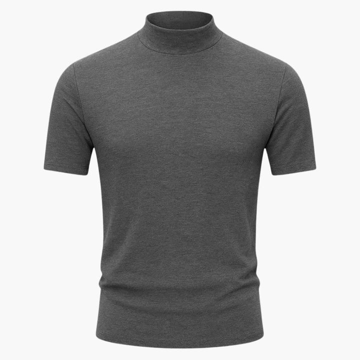 Stylish men's mock neck tee in a sleek slim fit with short sleeves. Ideal for a contemporary casual look.