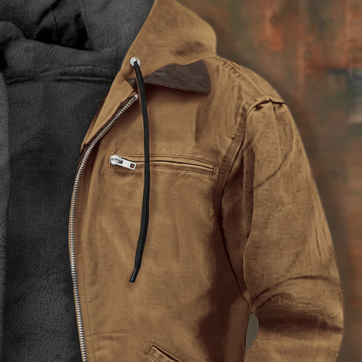 Kendrick men's padded faux leather jacket, black, hooded, featuring a slim-fit design.