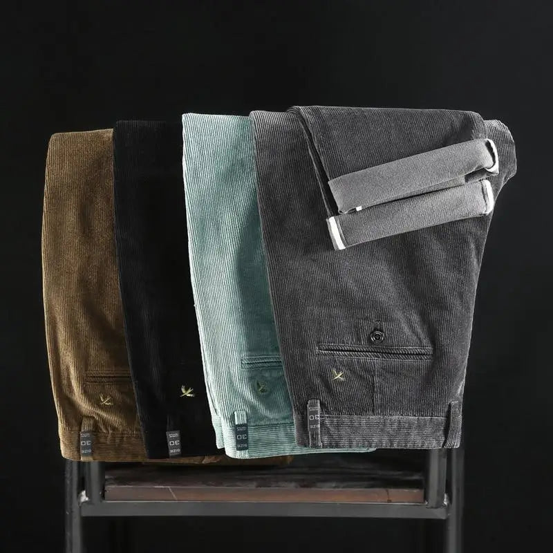 Durable men's tailored slim fit pants, ensuring modern style & all-day comfort for any occasion.