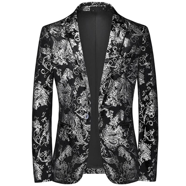 Men's slim-fit patterned blazer, Ilyas style, perfect for modern business casual or smart evening wear.