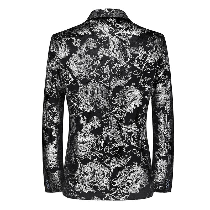 Versatile men's patterned sport coat, slim-fit design for a modern look, ideal for formal wear or fashion.