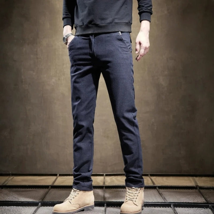 Men's performance slim fit pants, stretch & wrinkle-resistant for sharp, comfortable style.