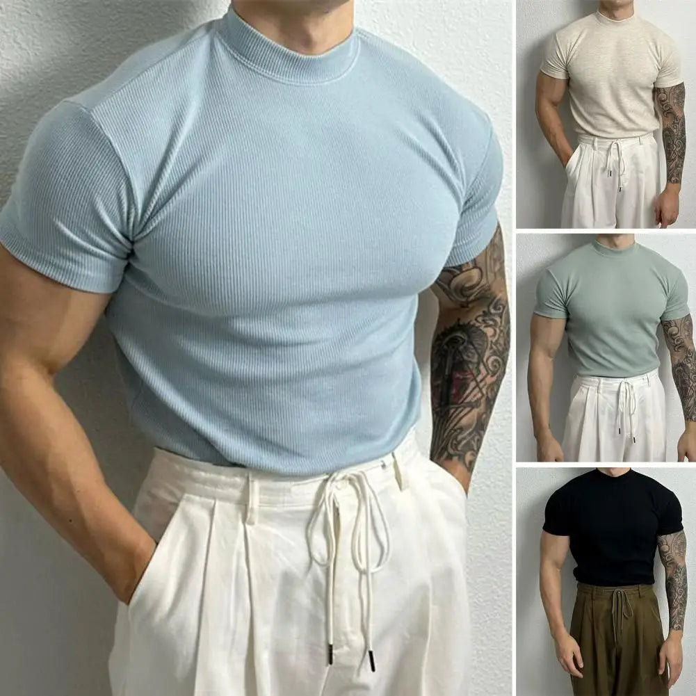 Men's slim fit performance t-shirt, breathable & odor-resistant for activewear and daily comfort.