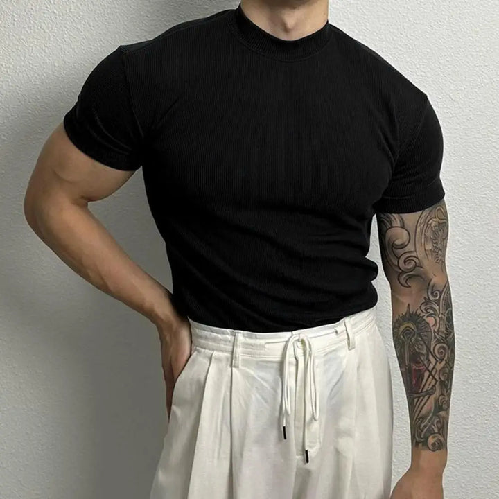 Performance men's slim fit tee, designed for activewear, gym, and stylish casual summer outfits.