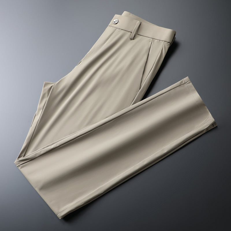 Modern men's smart pants, slim fit, combining an elegant look with performance attributes.