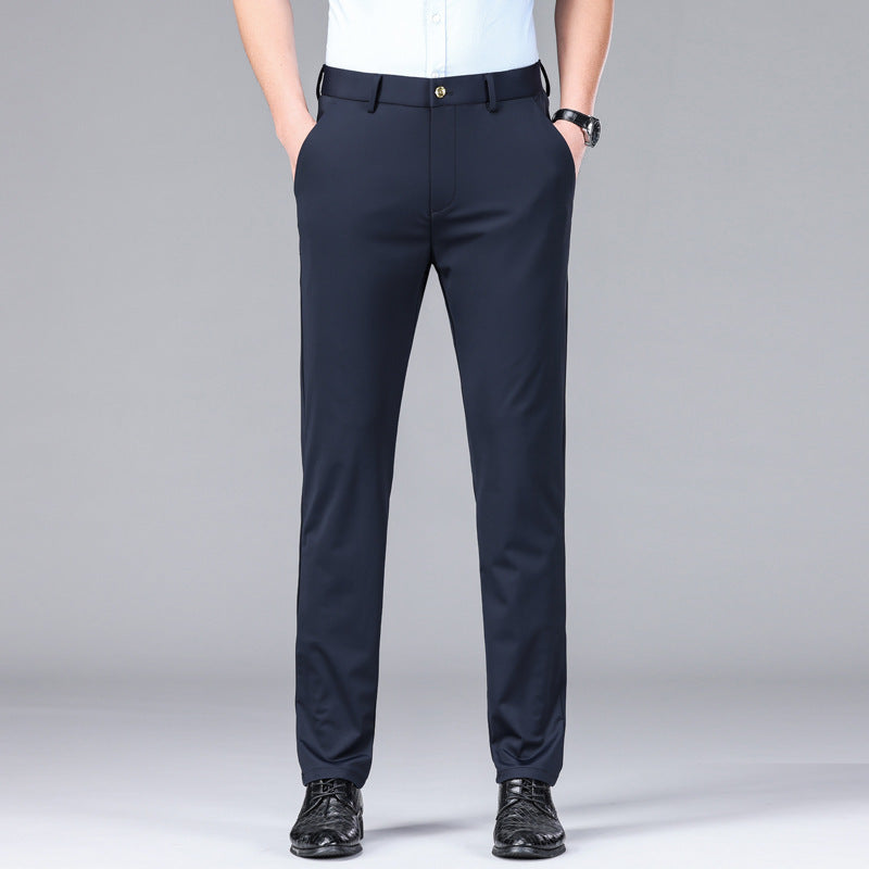 Men's apparel: Slim fit trousers with moisture control, stretch, and a smart, modern design.