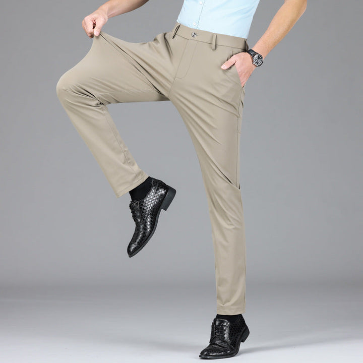 Versatile men's slim fit smart pants, ideal for both casual outfits and professional looks.