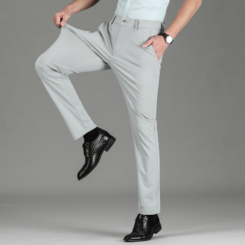 Men's slim fit stretch trousers, designed for dynamic movement and all-day comfort.