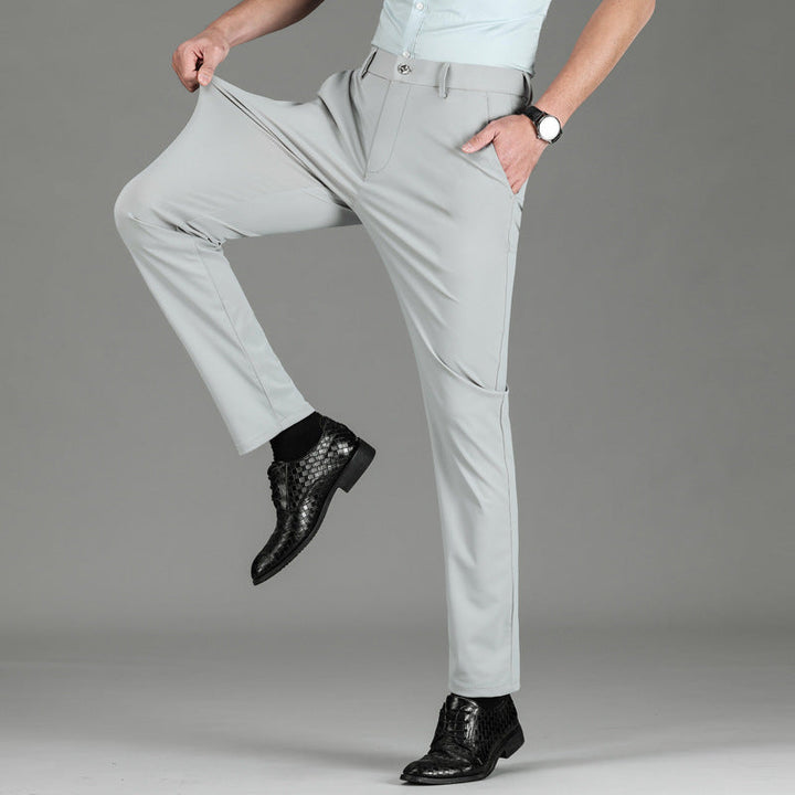 Men's slim fit stretch trousers, designed for dynamic movement and all-day comfort.