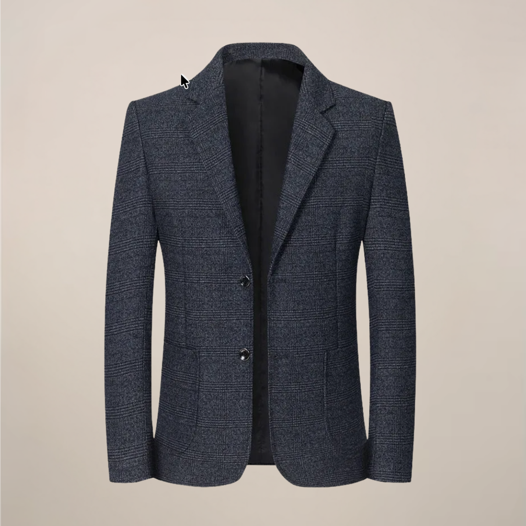 Classic men's slim fit plaid blazer, a fashionable checkered jacket ideal for modern formal wear & business casual looks.