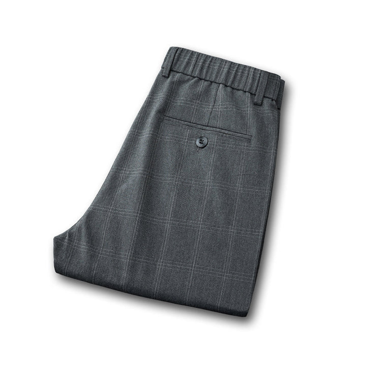 Perfect for formal or casual: men's slim fit plaid pants, a modern fashion staple.