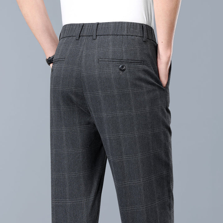 High-quality men's apparel: slim fit plaid pants for ultimate style and comfort.