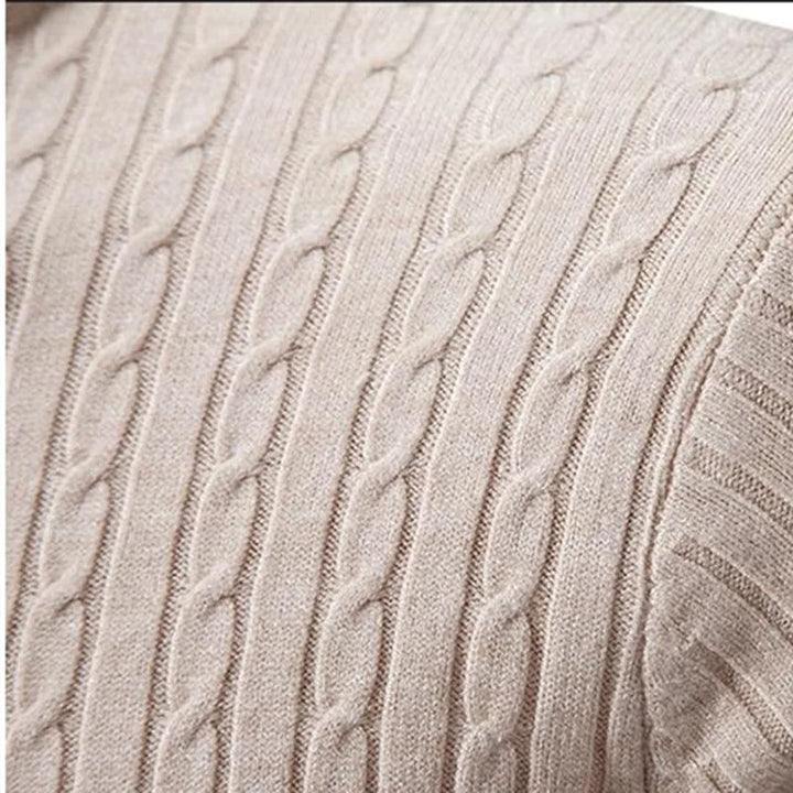 Essential men's ribbed turtleneck sweater, designed for warmth and classic winter style.