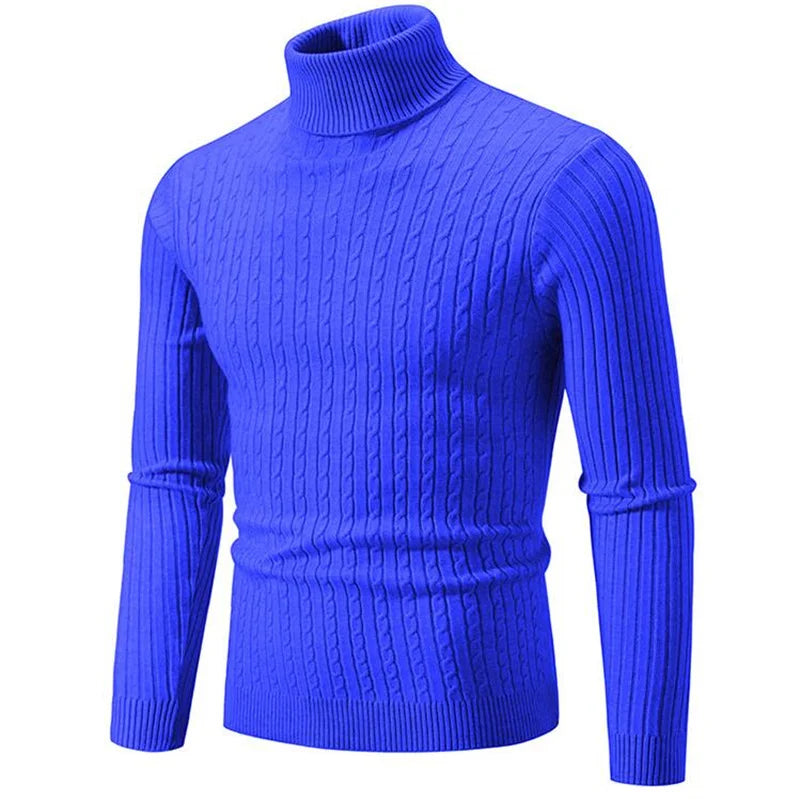 Elegant men's ribbed turtleneck sweater, an essential for smart casual winter wear.