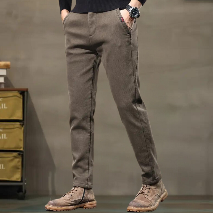 Comfortable black Men's Slim Fit Semi-Formal Trousers, Luca style. Durable & fashionable for work or events.